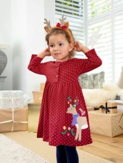 Jojo Maman Bebe JoJo Maman Bébé Red Reindeer Appliqué Dress 8 Jojo Maman Bebe JoJo Maman Bébé Red Reindeer Appliqué Dress -Jojo Maman Bebe C52028s3