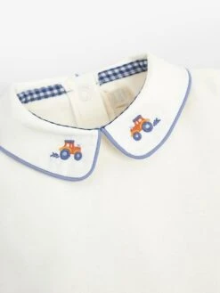 Jojo Maman Bebe JoJo Maman Bébé Ecru Tractor Embroidered Collar Body -Jojo Maman Bebe C52843s2