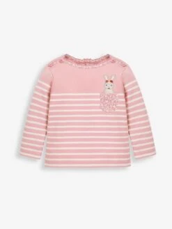 Jojo Maman Bebe JoJo Maman Bébé Pink Bunny Pocket Breton Top