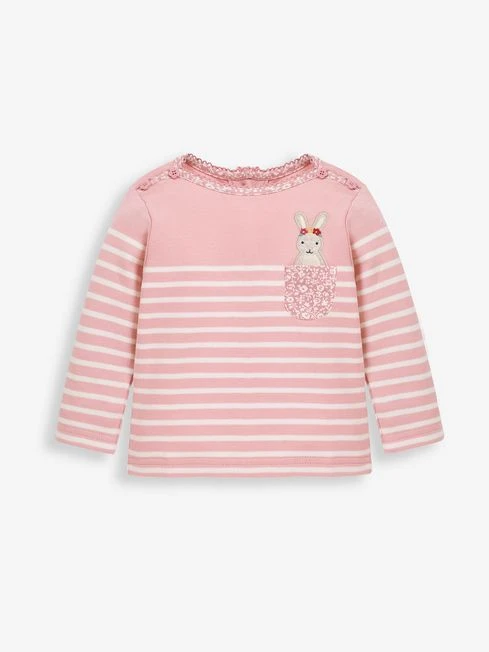 Jojo Maman Bebe JoJo Maman Bébé Pink Bunny Pocket Breton Top 3 Jojo Maman Bebe JoJo Maman Bébé Pink Bunny Pocket Breton Top
