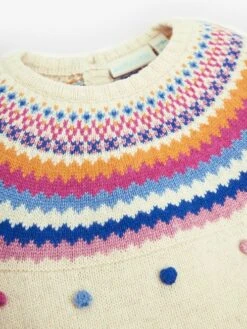 Jojo Maman Bebe JoJo Maman Bébé Cream Bright Stripe Knitted Jumper Dress -Jojo Maman Bebe C59367s3