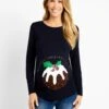 Jojo Maman Bebe JoJo Maman Bébé Navy Christmas Pudding Maternity Tops 2 Jojo Maman Bebe JoJo Maman Bébé Navy Christmas Pudding Maternity Tops -Jojo Maman Bebe C59395s
