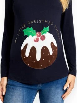 Jojo Maman Bebe JoJo Maman Bébé Navy Christmas Pudding Maternity Tops -Jojo Maman Bebe C59395s3