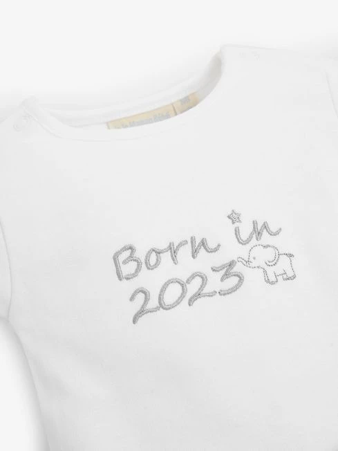 Jojo Maman Bebe JoJo Maman Bébé White Born In 2023 Embroidered Body 4 Jojo Maman Bebe JoJo Maman Bébé White Born In 2023 Embroidered Body - Image 2