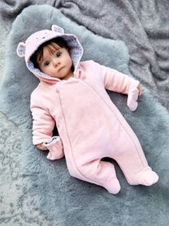 Jojo Maman Bebe JoJo Maman Bébé Pink Mouse Cosy Velour Pramsuit