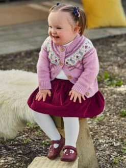 Jojo Maman Bebe JoJo Maman Bébé Pink Mouse Fair Isle Cardigan