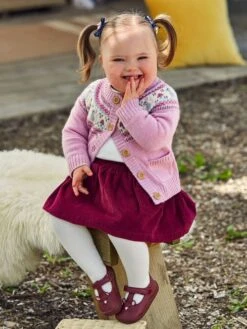 Jojo Maman Bebe JoJo Maman Bébé Pink Mouse Fair Isle Cardigan -Jojo Maman Bebe C63772s2