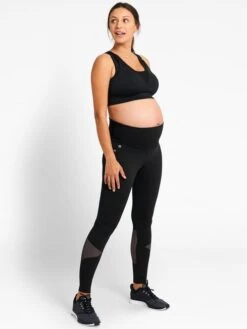 Jojo Maman Bebe JoJo Maman Bébé Black Mesh Panel Perfomance Maternity Workout Leggings