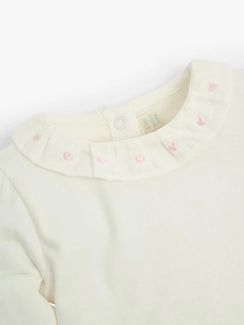 Jojo Maman Bebe JoJo Maman Bébé Cream Heart Embroidered Frill Collar Body 4 Jojo Maman Bebe JoJo Maman Bébé Cream Heart Embroidered Frill Collar Body - Image 2