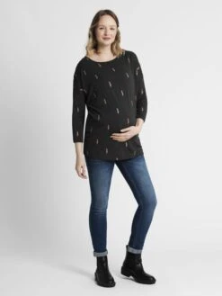 Jojo Maman Bebe JoJo Maman Bébé Marl Grey Foil Print Maternity & Nursing Tops