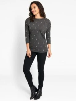 Jojo Maman Bebe JoJo Maman Bébé Marl Grey Foil Print Maternity & Nursing Tops -Jojo Maman Bebe C65751s3