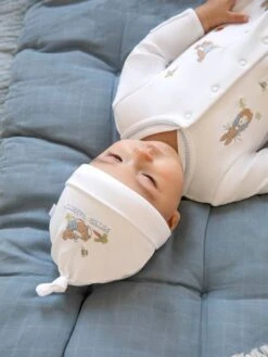 Jojo Maman Bebe JoJo Maman Bébé White Peter Rabbit Embroidered Sleepsuit & Hat Set -Jojo Maman Bebe C67 414s8