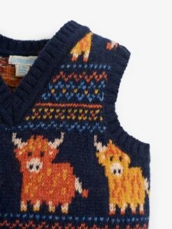 Jojo Maman Bebe JoJo Maman Bébé Navy Highland Cow Fair Isle Tank Top -Jojo Maman Bebe C67308s4
