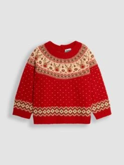 Jojo Maman Bebe JoJo Maman Bébé Red Reindeer Fair Isle Jumper