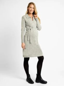 Jojo Maman Bebe JoJo Maman Bébé Marl Grey Collared Knitted Maternity Dress -Jojo Maman Bebe C71748s3