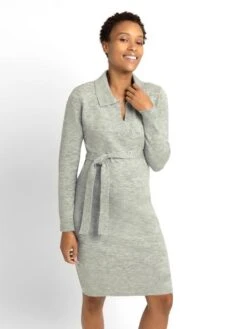 Jojo Maman Bebe JoJo Maman Bébé Marl Grey Collared Knitted Maternity Dress -Jojo Maman Bebe C71748s6