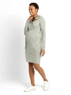 Jojo Maman Bebe JoJo Maman Bébé Marl Grey Collared Knitted Maternity Dress -Jojo Maman Bebe C71748s7