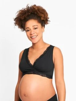 Jojo Maman Bebe JoJo Maman Bébé Black Lace Trim Maternity & Nursing Sleep Bra