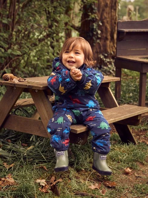 Jojo Maman Bebe JoJo Maman Bébé Dinosaur Navy Dino Waterproof Fleece Lined All-in-One 4 Jojo Maman Bebe JoJo Maman Bébé Dinosaur Navy Dino Waterproof Fleece Lined All-in-One - Image 2