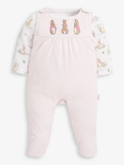 Jojo Maman Bebe JoJo Maman Bébé Pink 2-Piece Flopsy Bunny Dungaree Set 4 Jojo Maman Bebe JoJo Maman Bébé Pink 2-Piece Flopsy Bunny Dungaree Set - Image 2