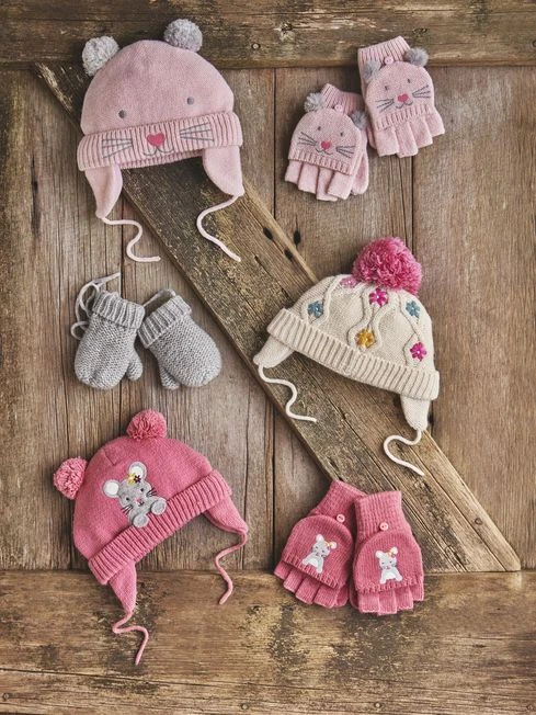 Jojo Maman Bebe JoJo Maman Bébé Pink Cat Gloves 4 Jojo Maman Bebe JoJo Maman Bébé Pink Cat Gloves - Image 2