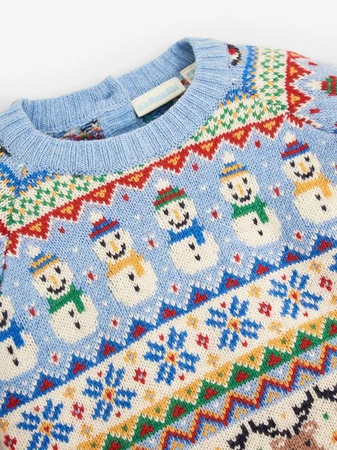 Jojo Maman Bebe JoJo Maman Bébé Blue Snowman Fair Isle Jumper 7 Jojo Maman Bebe JoJo Maman Bébé Blue Snowman Fair Isle Jumper - Image 5
