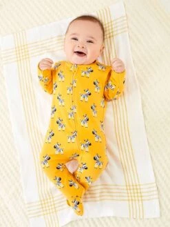 Jojo Maman Bebe JoJo Maman Bébé Mustard Zebra Print Zip Sleepsuit -Jojo Maman Bebe C81786s