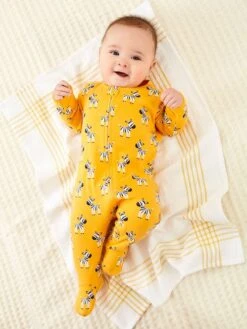 Jojo Maman Bebe JoJo Maman Bébé Mustard Zebra Print Zip Sleepsuit -Jojo Maman Bebe C81786s2