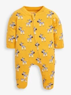 Jojo Maman Bebe JoJo Maman Bébé Mustard Zebra Print Zip Sleepsuit -Jojo Maman Bebe C81786s3