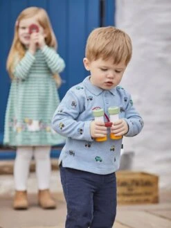 Jojo Maman Bebe JoJo Maman Bébé Blue Tractor Embroidered Polo Shirt -Jojo Maman Bebe C82992s3