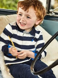 Jojo Maman Bebe JoJo Maman Bébé Navy Ecru Stripe Navy/Ecru Stripe Classic Stripe Rugby Top -Jojo Maman Bebe C86138s5