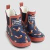 Jojo Maman Bebe JoJo Maman Bébé Navy Cosy Lined Fox Print Ankle Wellies -Jojo Maman Bebe C86338s