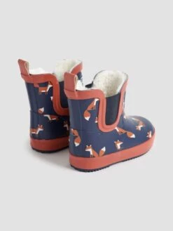 Jojo Maman Bebe JoJo Maman Bébé Navy Cosy Lined Fox Print Ankle Wellies -Jojo Maman Bebe C86338s2