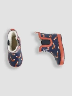 Jojo Maman Bebe JoJo Maman Bébé Navy Cosy Lined Fox Print Ankle Wellies -Jojo Maman Bebe C86338s4