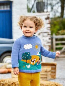 Jojo Maman Bebe JoJo Maman Bébé Blue Farm Scene Jumper