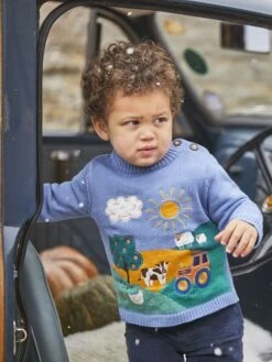 Jojo Maman Bebe JoJo Maman Bébé Blue Farm Scene Jumper -Jojo Maman Bebe C86450s3