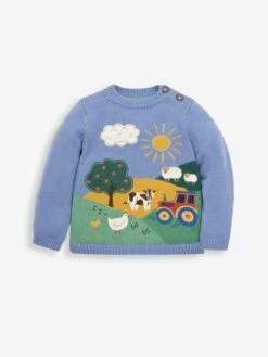 Jojo Maman Bebe JoJo Maman Bébé Blue Farm Scene Jumper -Jojo Maman Bebe C86450s4