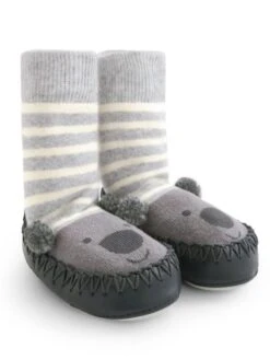 Jojo Maman Bebe JoJo Maman Bébé Marl Grey Koala Moccasin Slipper Socks