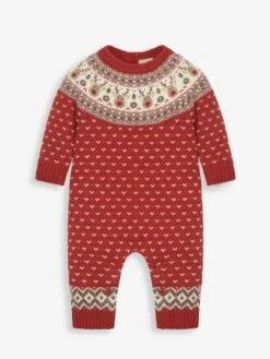 Jojo Maman Bebe JoJo Maman Bébé Red Reindeer Fair Isle Knitted Baby All-In-One -Jojo Maman Bebe C88038s3