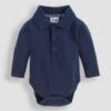 Jojo Maman Bebe JoJo Maman Bébé Navy Plain Long Sleeve Polo Shirt Bodies -Jojo Maman Bebe C88589s