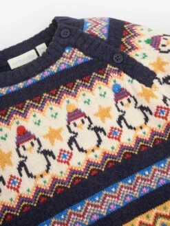 Jojo Maman Bebe JoJo Maman Bébé Navy Penguin Fair Isle Jumper -Jojo Maman Bebe C90067s4