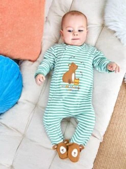 Jojo Maman Bebe JoJo Maman Bébé Green Bear Appliqué Zip Sleepsuit