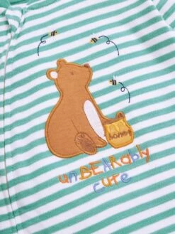 Jojo Maman Bebe JoJo Maman Bébé Green Bear Appliqué Zip Sleepsuit -Jojo Maman Bebe C93411s4