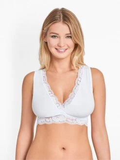 Jojo Maman Bebe JoJo Maman Bébé White Lace Trim Maternity & Nursing Sleep Bra