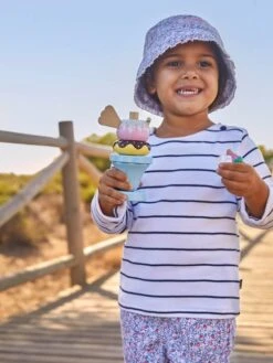 Jojo Maman Bebe JoJo Maman Bébé White Navy Stripe Kids' Breton Stripe Top -Jojo Maman Bebe D18199s3