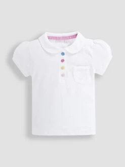 Jojo Maman Bebe Jojo Maman Bébé White Girls' Pretty Polo Shirt -Jojo Maman Bebe D18203s3