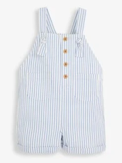 Jojo Maman Bebe JoJo Maman Bébé Blue Girls' Stripe Cotton Dungarees