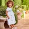 Jojo Maman Bebe JoJo Maman Bébé White Girls' Peter Pan Collar Embroidered Party Dress 2 Jojo Maman Bebe JoJo Maman Bébé White Girls' Peter Pan Collar Embroidered Party Dress -Jojo Maman Bebe D18217s