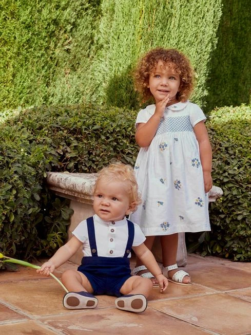 Jojo Maman Bebe JoJo Maman Bébé White Girls' Peter Pan Collar Embroidered Party Dress 5 Jojo Maman Bebe JoJo Maman Bébé White Girls' Peter Pan Collar Embroidered Party Dress - Image 3