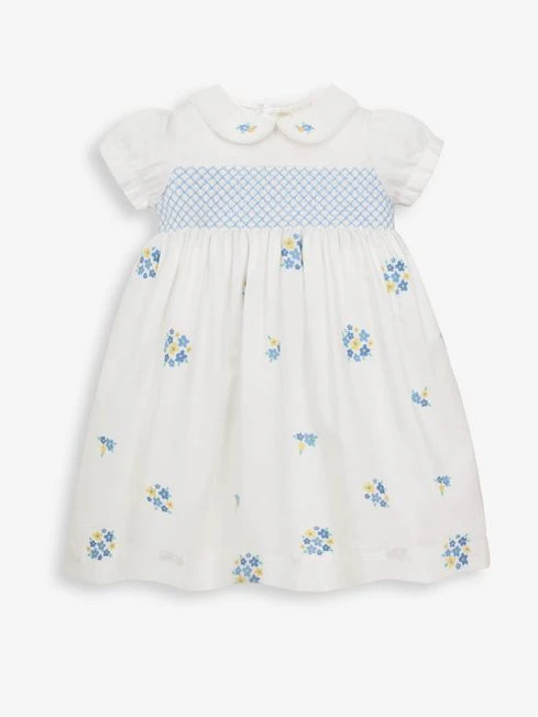 Jojo Maman Bebe JoJo Maman Bébé White Girls' Peter Pan Collar Embroidered Party Dress 6 Jojo Maman Bebe JoJo Maman Bébé White Girls' Peter Pan Collar Embroidered Party Dress - Image 4